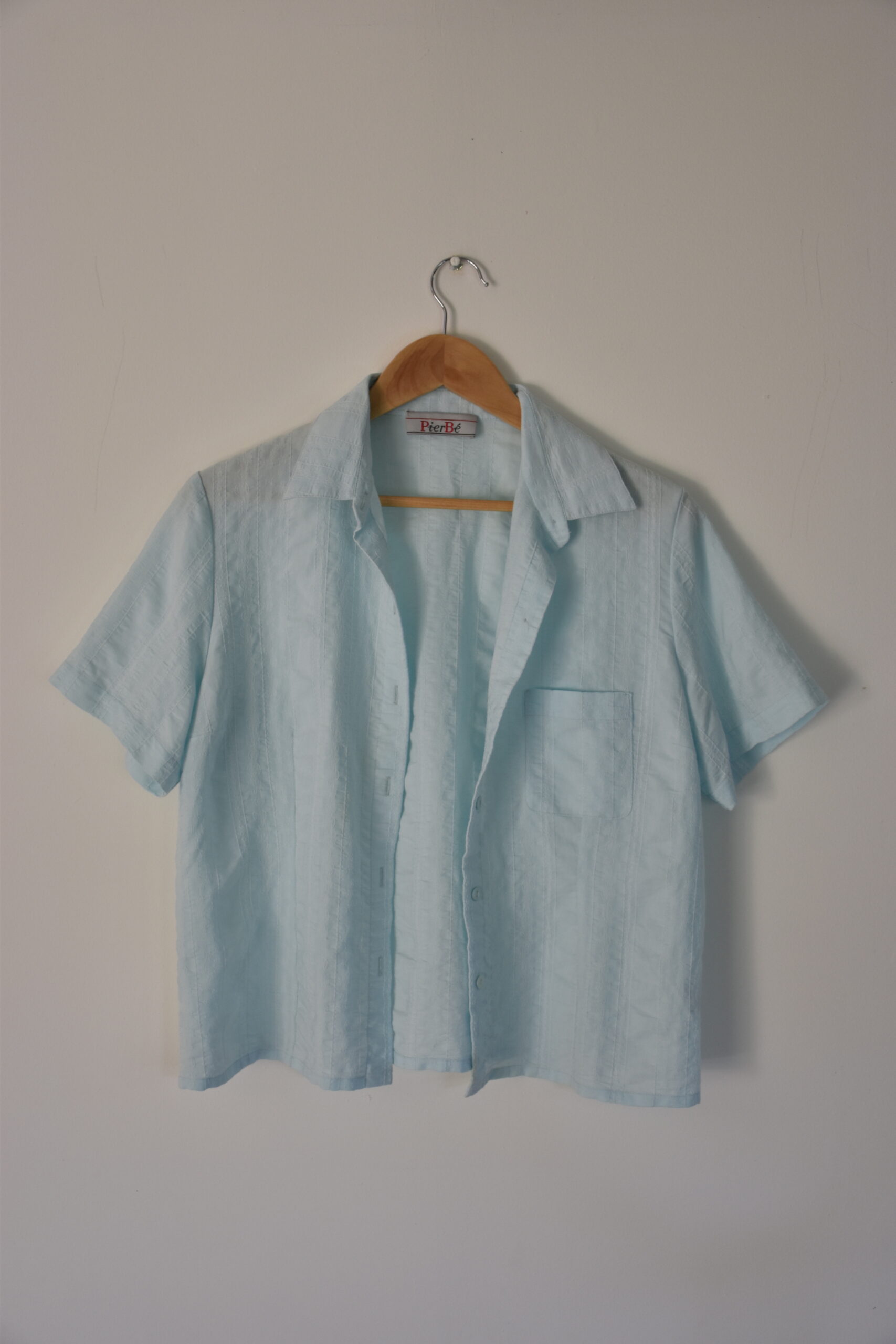 Chemise bleue ciel à motifs brodés