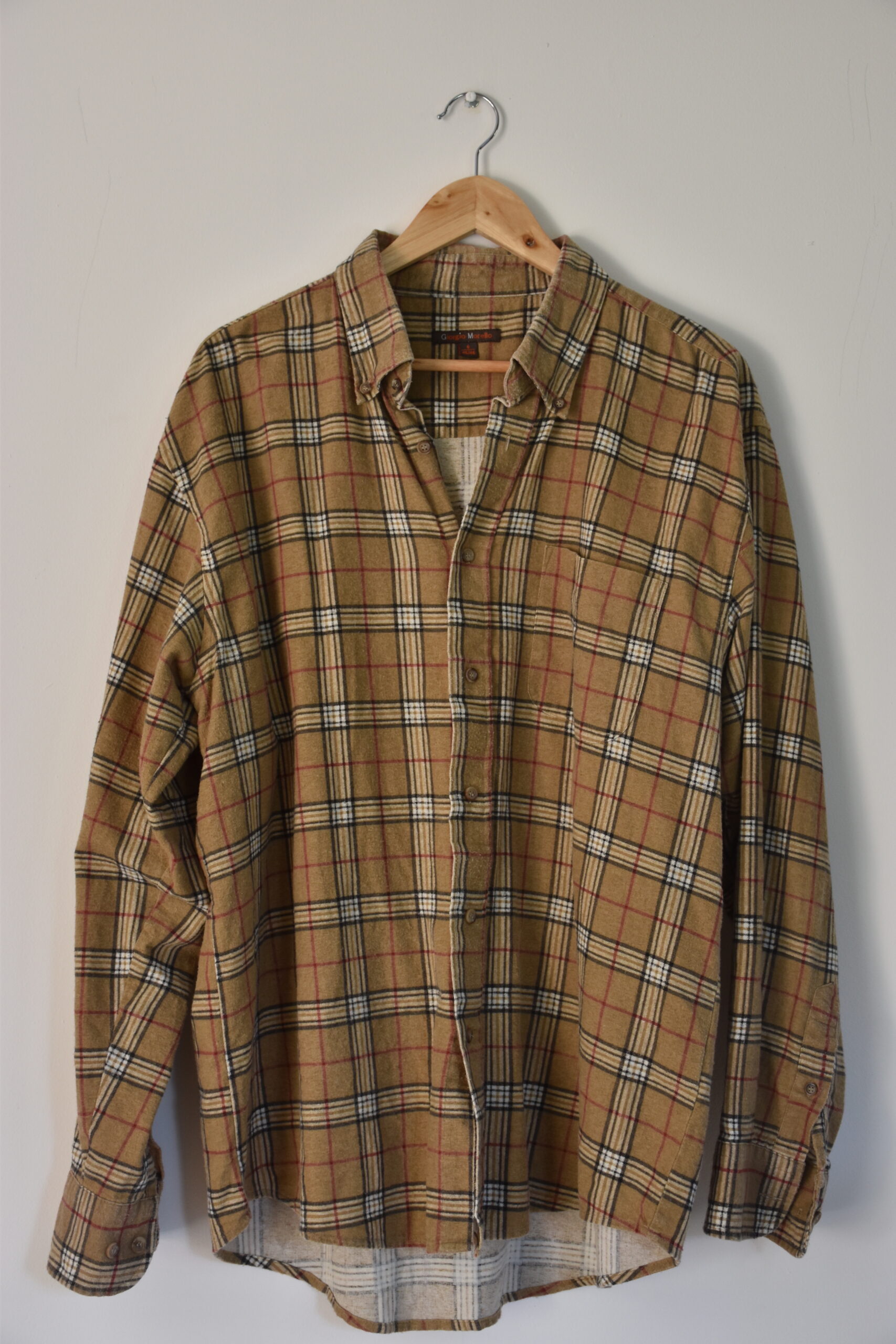 Chemise camel à carreaux