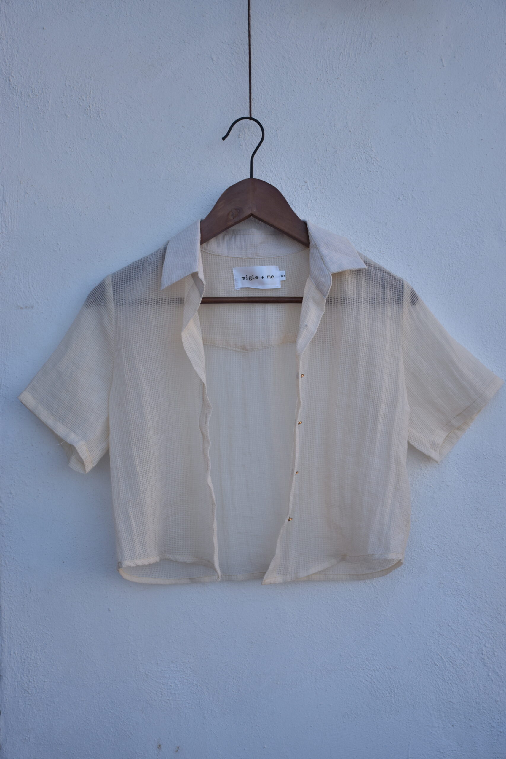 Chemise courte beige