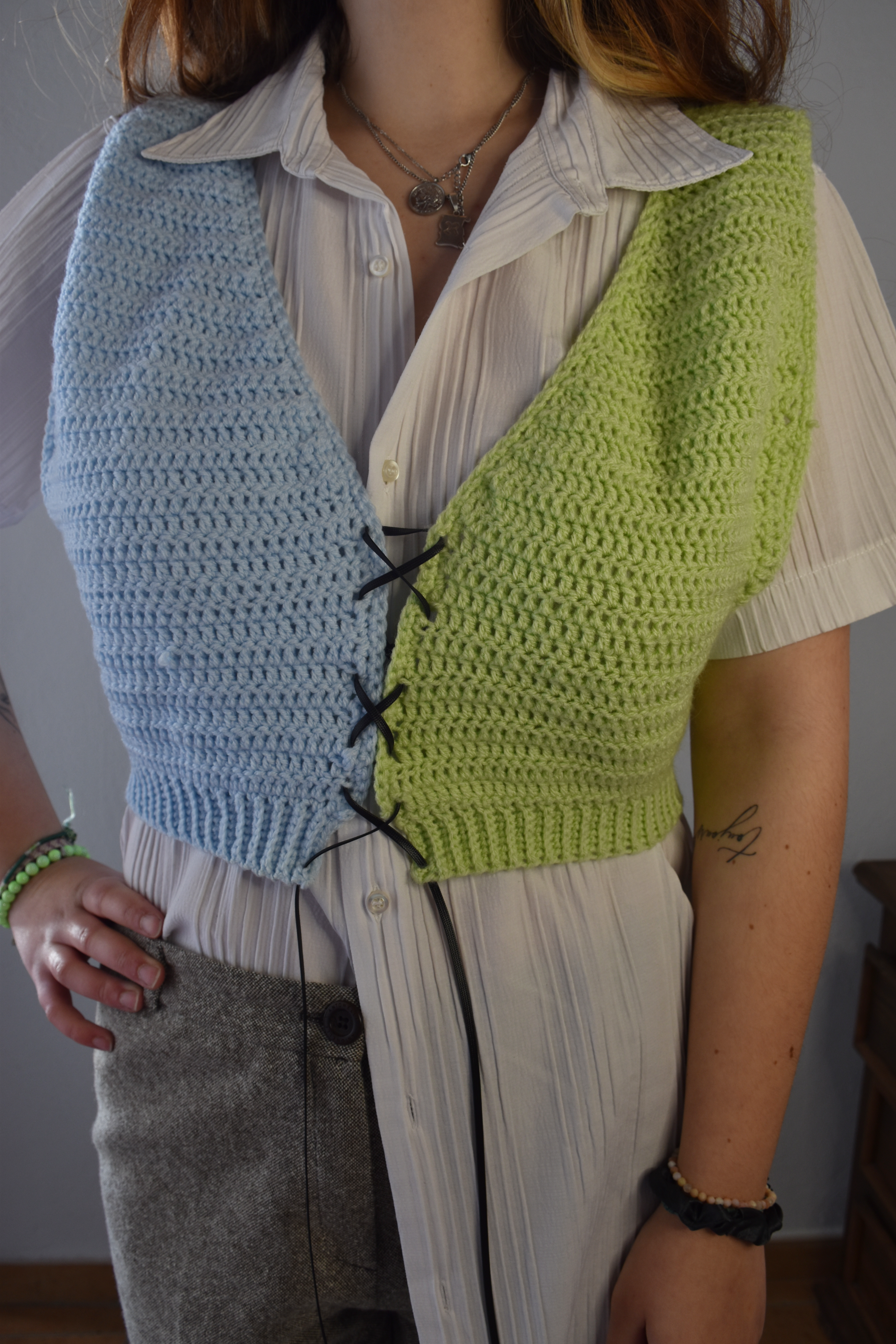 Haut crochet bicolore