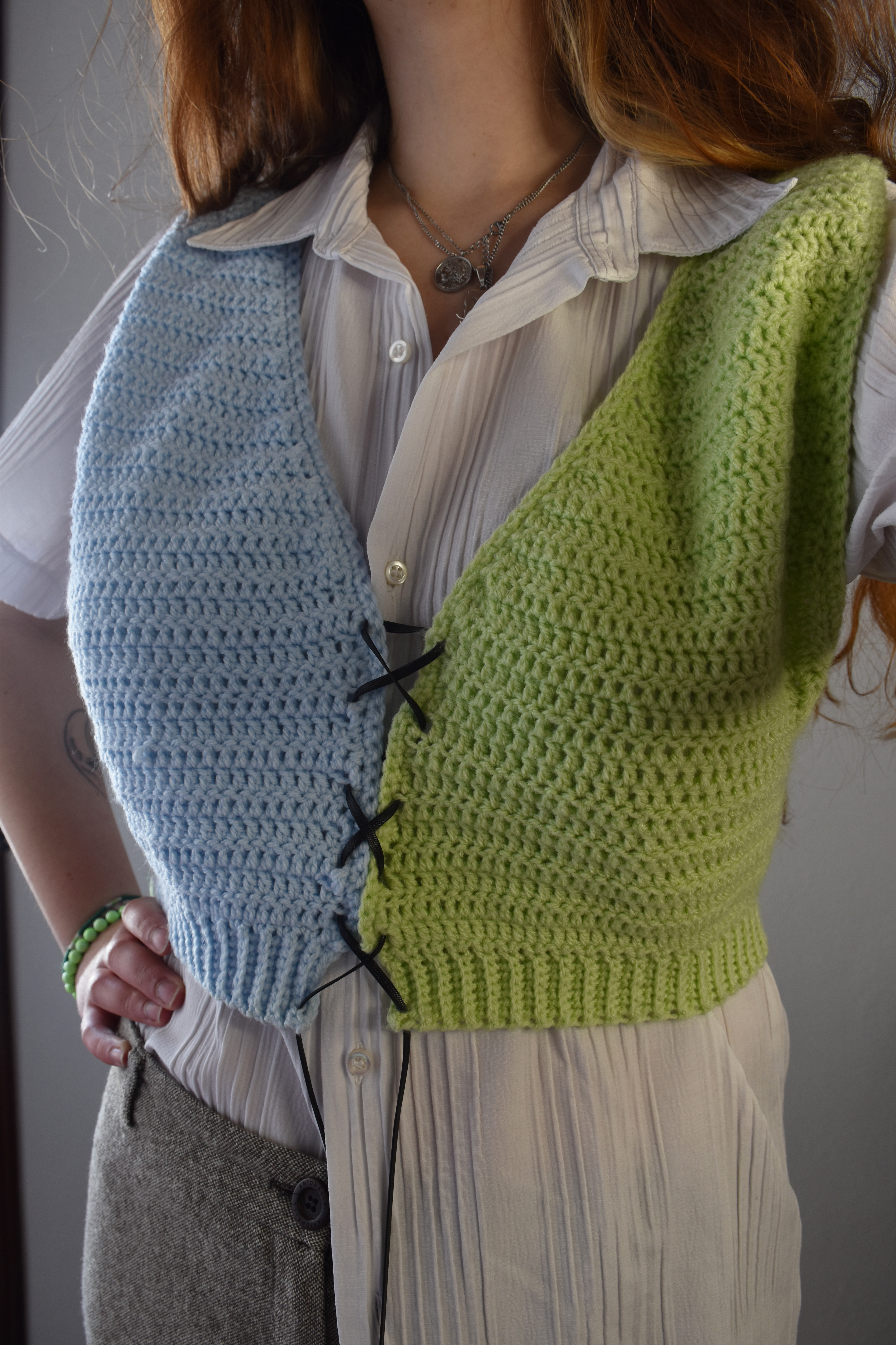 Haut crochet bicolore